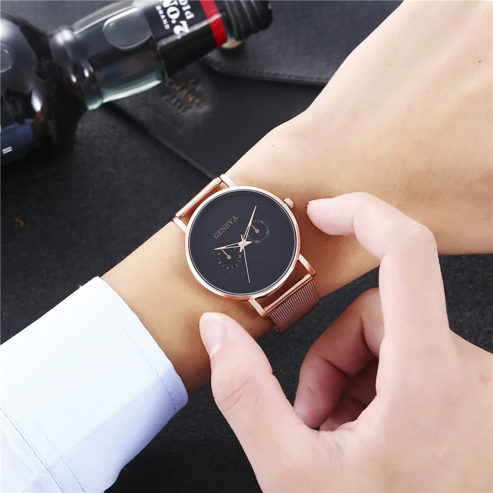 Simple Waterproof Stainless Steel Alloy Minimalist Quartz Watches for Black Silver Rose Gold Two Eyes Mens Wrist Watch Quartz
