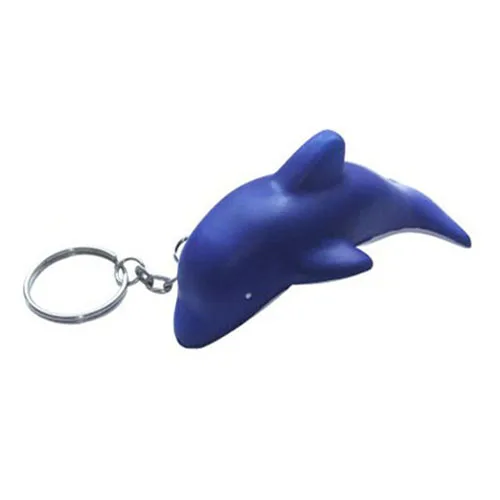 Custom Logo Blue Dolphin Anti Stress Ball Squeeze Toy Keychain