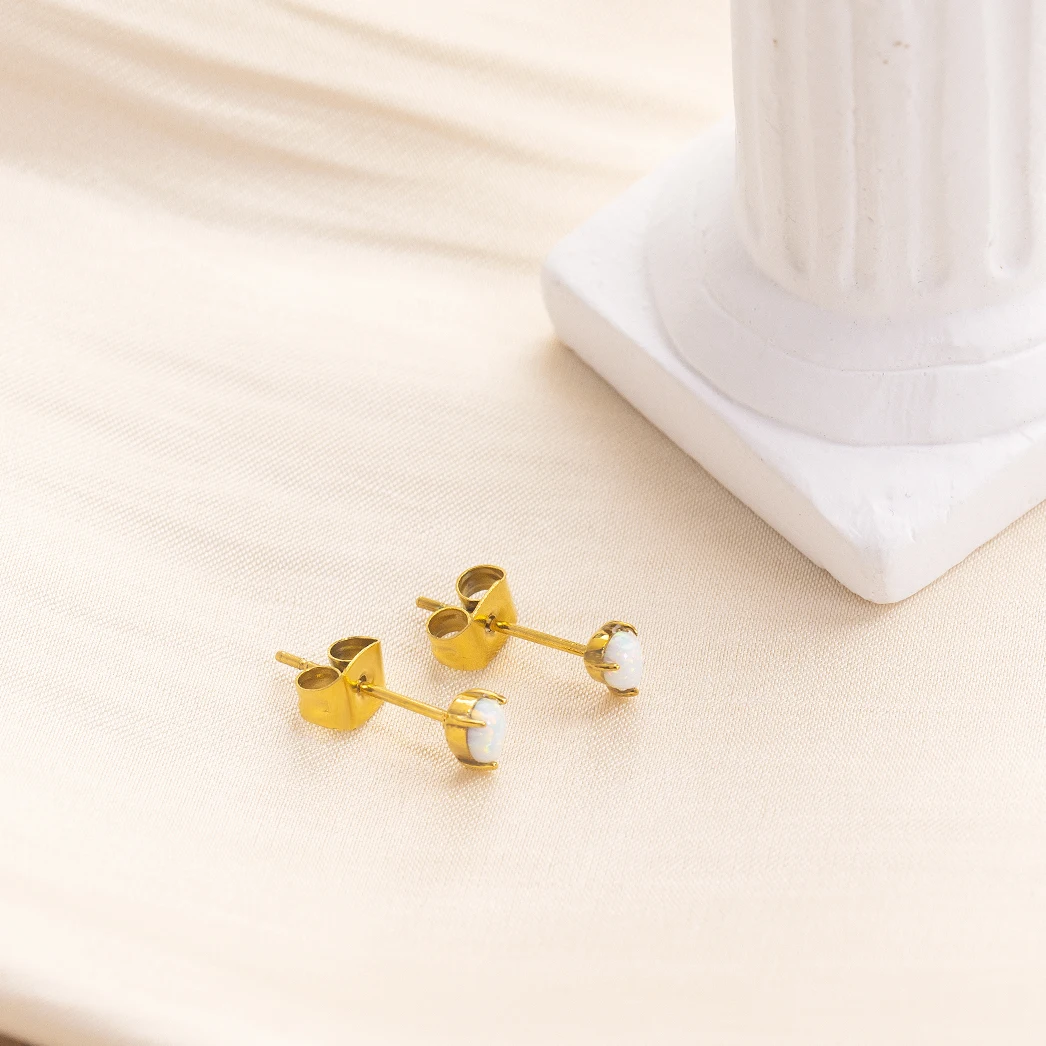 Powell Personailized Custom In Stock Australian Opal Earrings Jewelry 5 Plus 4 Mm Stainless Steel Studs Opal Earrings