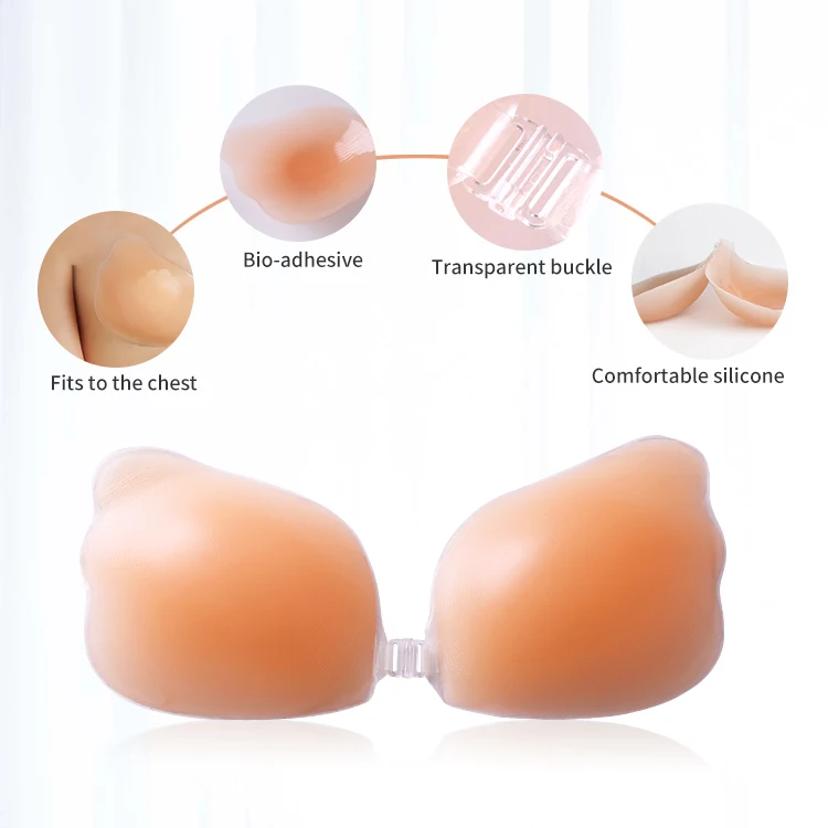 Buy Nude Color Wing Shape  Half Cup Backless Adhesive Bra