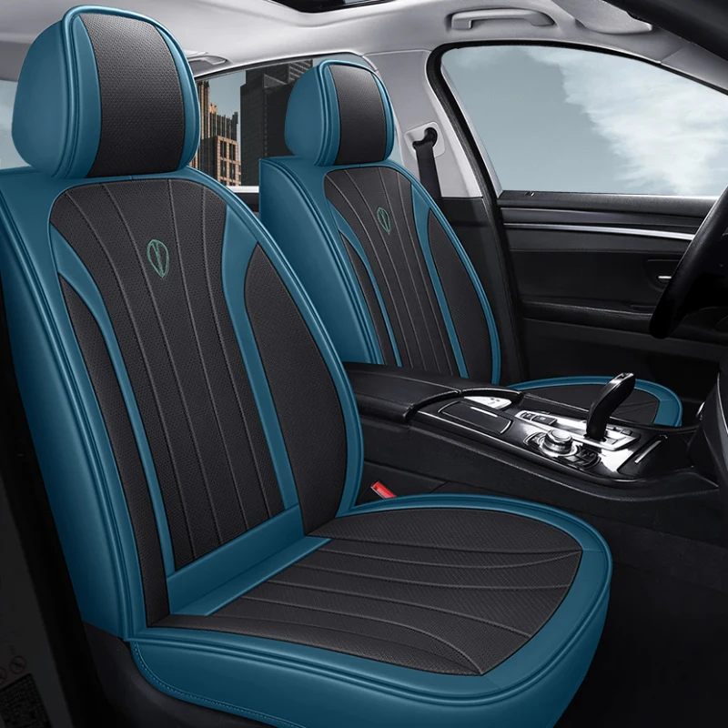 Cartoon Cat Car Seat Covers Luxury PU Leather Universal Auto Front & Rear Seat Protector Sedan SUV 5 Seats Full Set Universal Fi