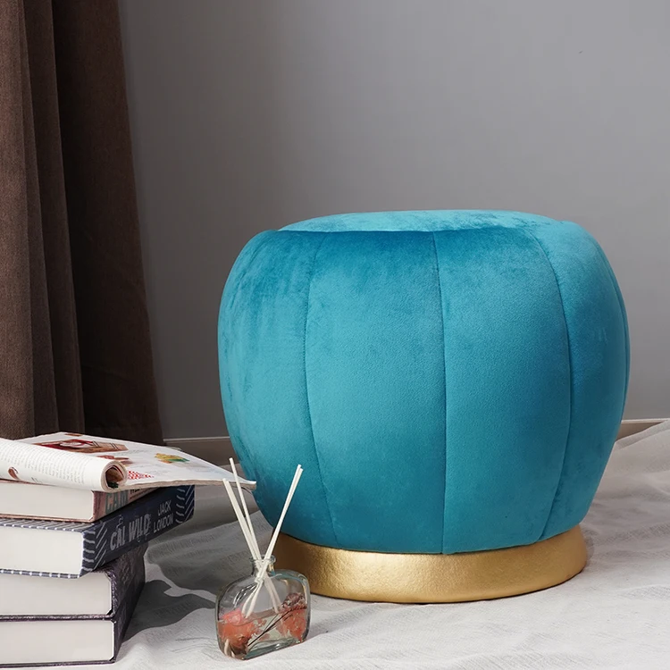 По индивидуальному заказу для хранения круглый пуфик набор бархат подножка современный туалетный стул отдыха с золотой стальное
