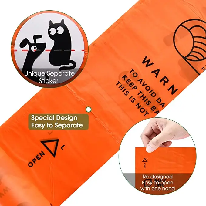 Eco Friendly Pet Supplies Pet Dog Poop Bags Biodegradable Compostable Dog Waste Bags with Dispenser Dog Excrement Bags