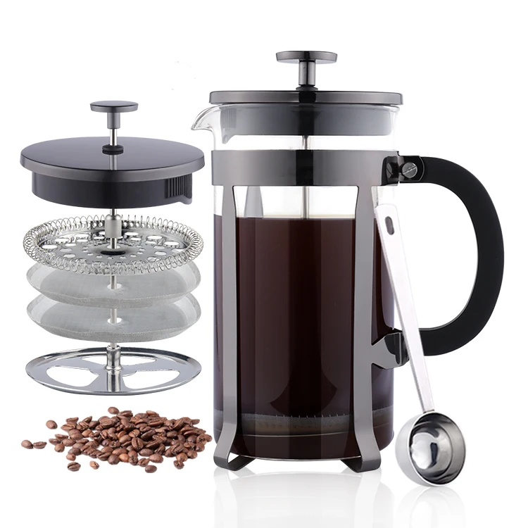34oz  Stainless Steel Coffee Maker With 4 Level Filtration System Plunger Coffee Tea Pot Press
