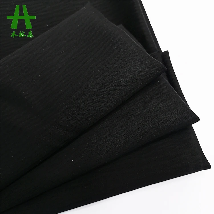 Mulinsen текстильный тканый полиэстер спандекс Jet Black Nida креп зум ткань