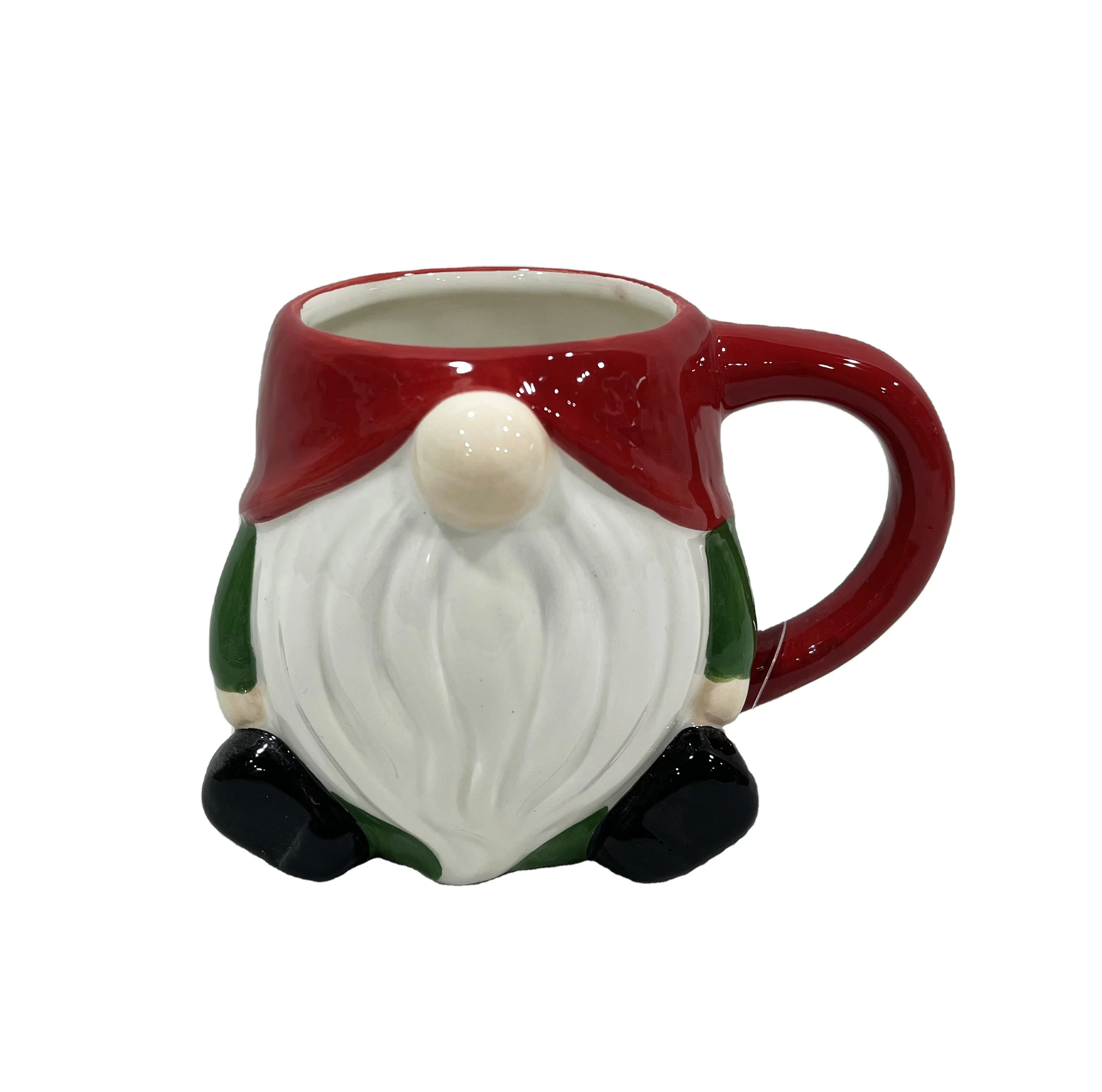 Ceramic Christmas Mug Santa Clause shape hand painted coffee cup