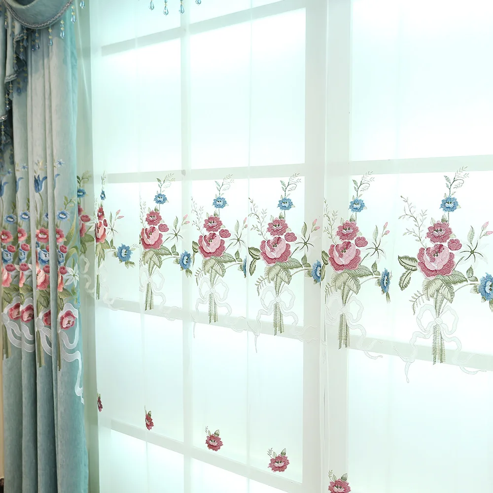 Wholesale Window Blackout Embroidery Curtain Jacquard Curtains For The Living Room With Valance