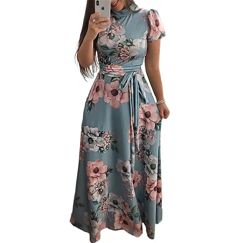 
Modern stylish woman clothing ladies floral print long maxi dress 