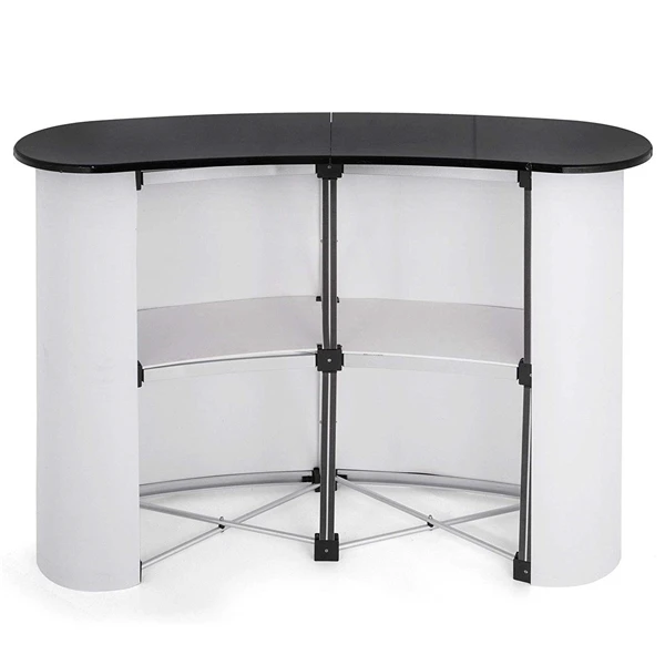 Foldable Pop Up Counter Aluminum Promotion Counter Table Curved Shape