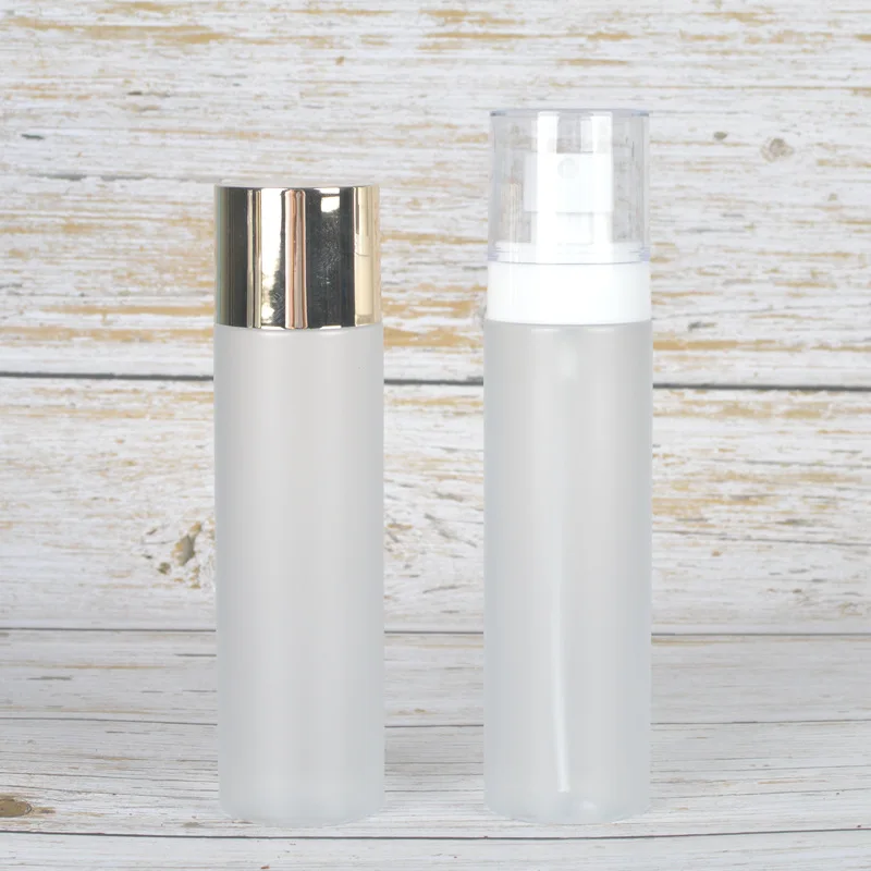 Custom logo white 150ml 230ml frosted PET spray cap bottle make up Cleansing foam bottle spray toner bottle cargo in store