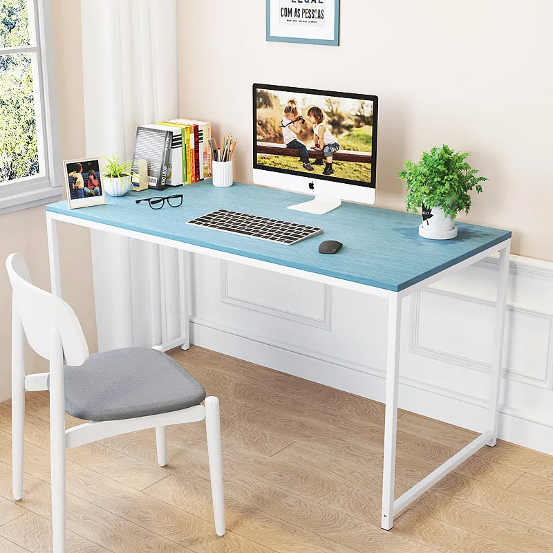 
Computer Desk Study Writing Table for Home Office, Industrial Simple Style PC Desk, Black Metal Frame kids desk 