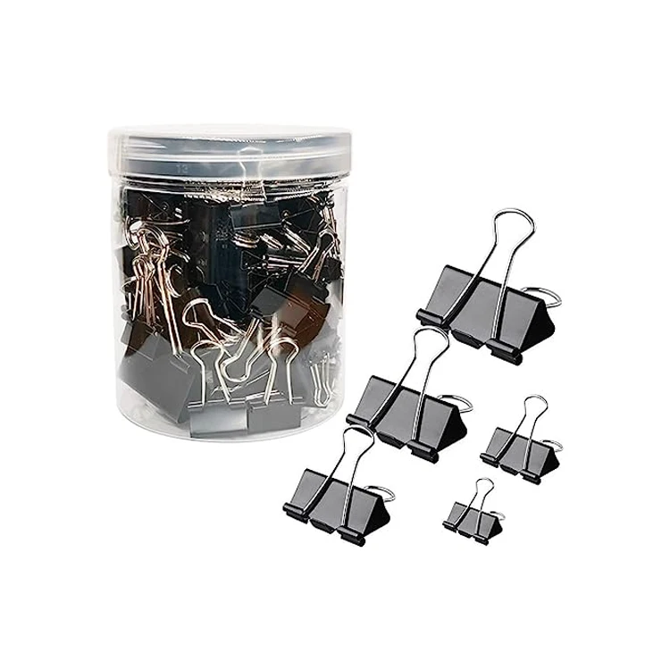 Binder Clips Paper Clamps Custom Assorted Sizes Black Medium Small Mini Binder Clips
