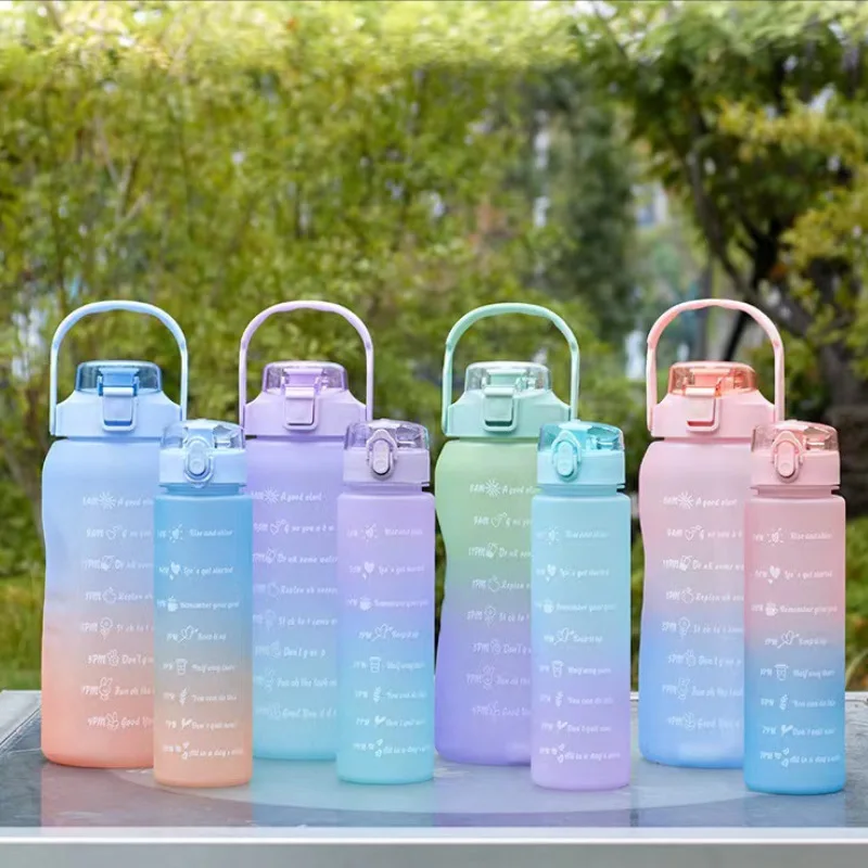 2023 Trending Product 2L Motivational BPA Free Plastic Water Bottle With Times To Drink For Outdoor Sports