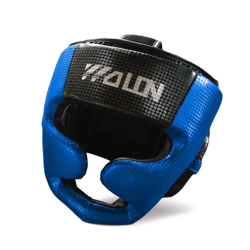 
Orange sports safety head guard in use boxing gym 