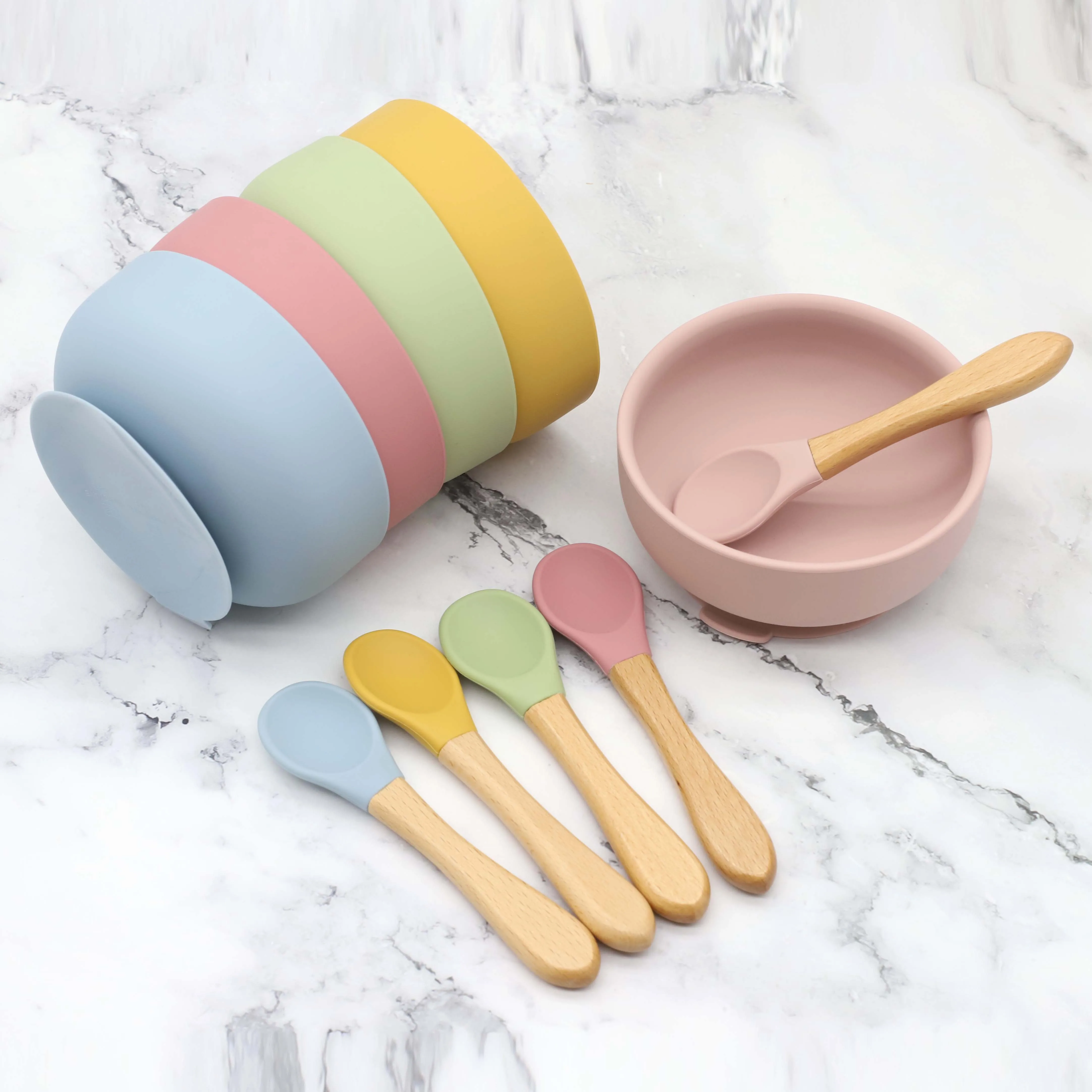 2021 New Design Bpa Free Food Grade Feeding Baby Suction Bowl Silicone Bowl