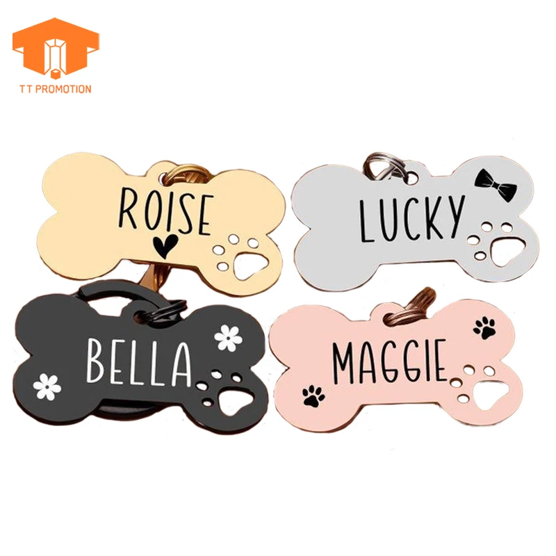 Personalized Custom Engraved Pet Puppy Bone Dog Paw Tag For Dogs