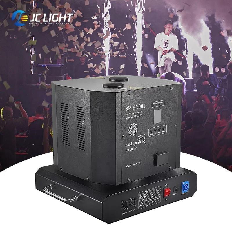 Dual Head Rotation Spinning Cold Spark Machine for Wedding Party Stage 360 Rotating Jet Spray 1300w Fireworks Fountain Machine