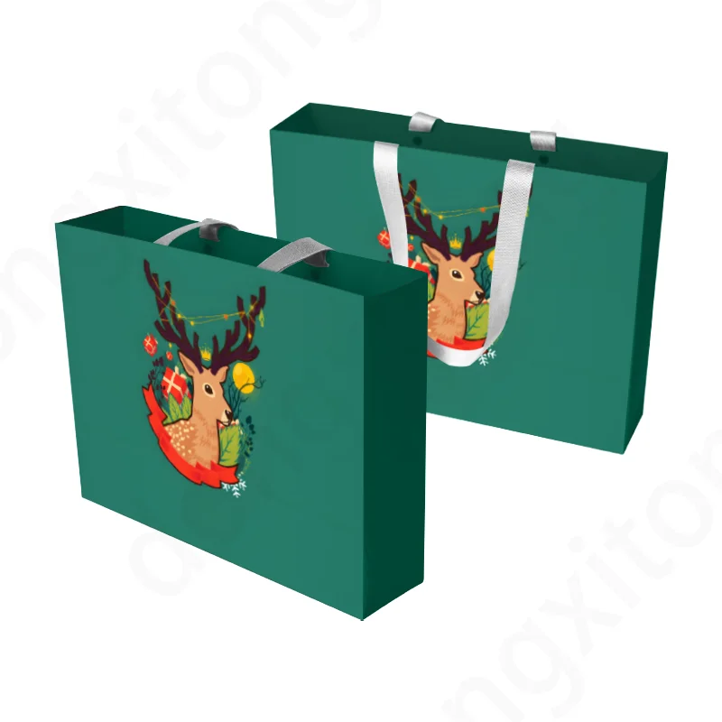 Wholesale Christmas Paper Gift Takeaway Bag Luxury Offset Printed Design Cookies Pastry Recycled Materials customised paper bag