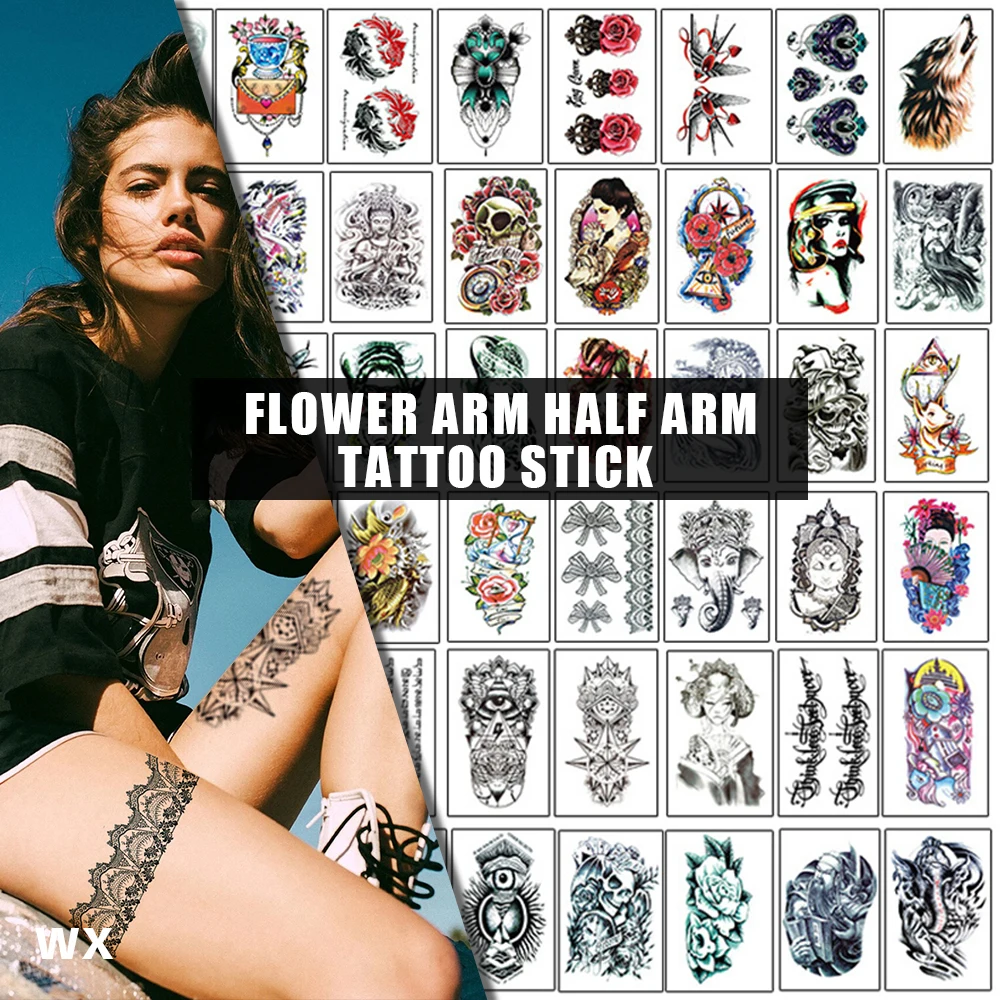 weimei Fast delivery Sexy colours Flower Dragon painted cartoon tattoo print back arm floral pattern temporary tattoo sticker