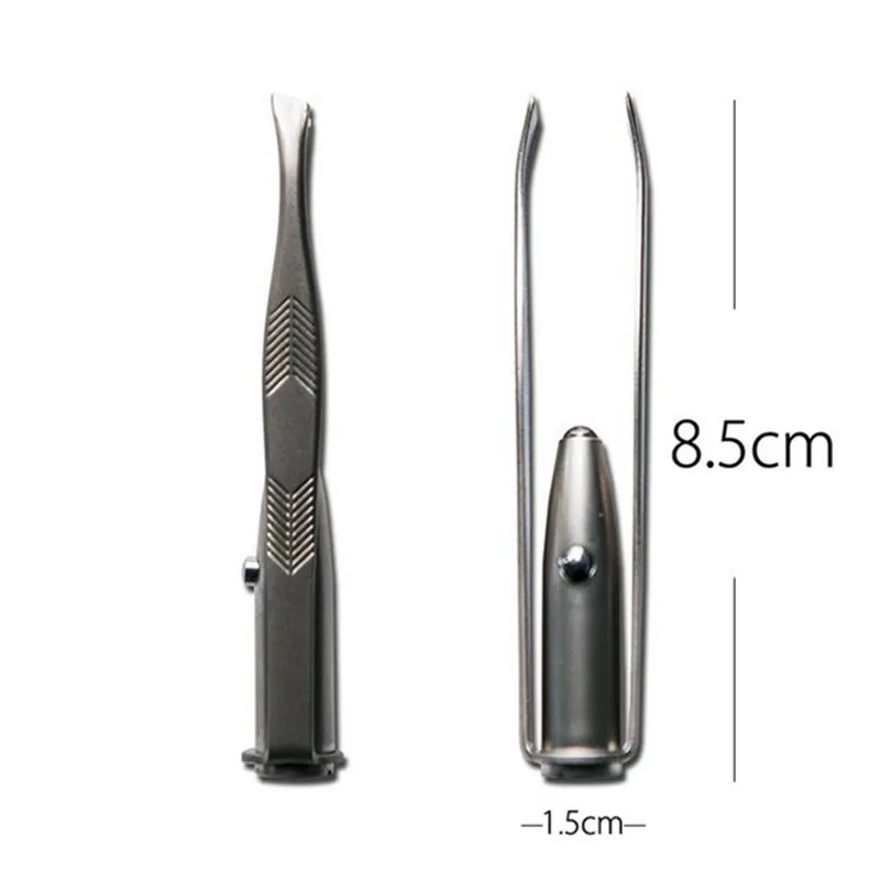 LED light eyebrow clip professional eyebrow tweezers beauty oblique stainless steel tweezers eyelash makeup tool send battery