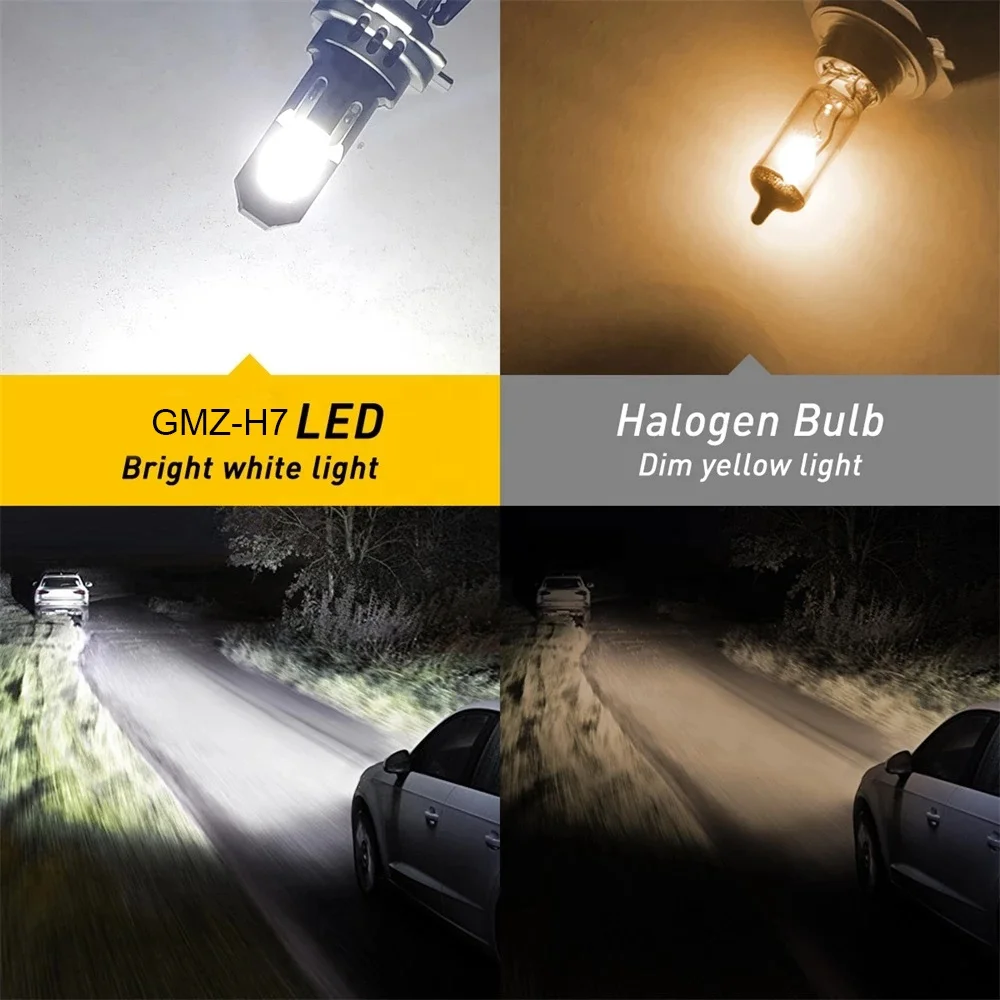 mini H7 LED Headlight Bulbs 6500K White 8 CSP Chips Super Bright 35W 1:1 Mini Size Non-Polarity No Adapter led H11 9005 9006 H4