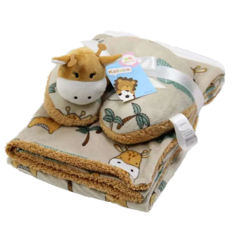 Unisex 200TC Super Soft 3D Animal Bedding Set 200TC Neck Pillow Plush Blanket Summer Knitted Floral Character Baby Bedding