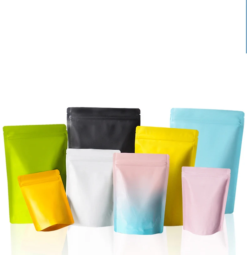 Low MOQ Wholesale Fade Color Aluminum Foil Ziplock Snack Pet Food Coffee Package Bag