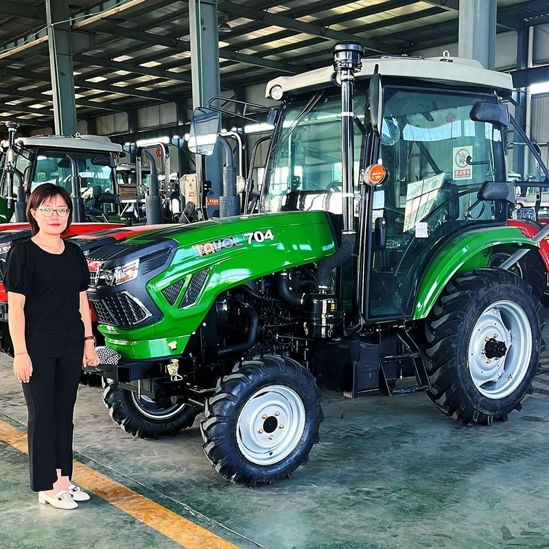 Compact 50HP Mini Tractor for Garden Farming Chinese Agricultural 4WD Wheel Tractor with New Green Hood Engine for Small Farms