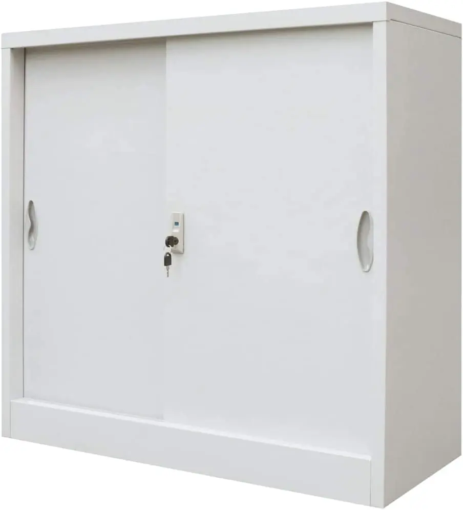 Office Cabinet with Sliding Doors Filing Sideboard Storage Cabinet with an Adjustable Shelf Easy Assembly Durable Metal Gray