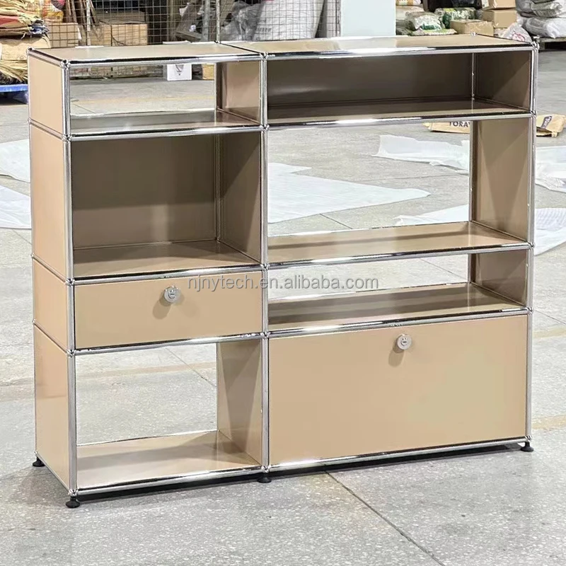 Stainless steel TV sideboard bedside table living room modern simple storage rack network storage cabinet TV side cabinet