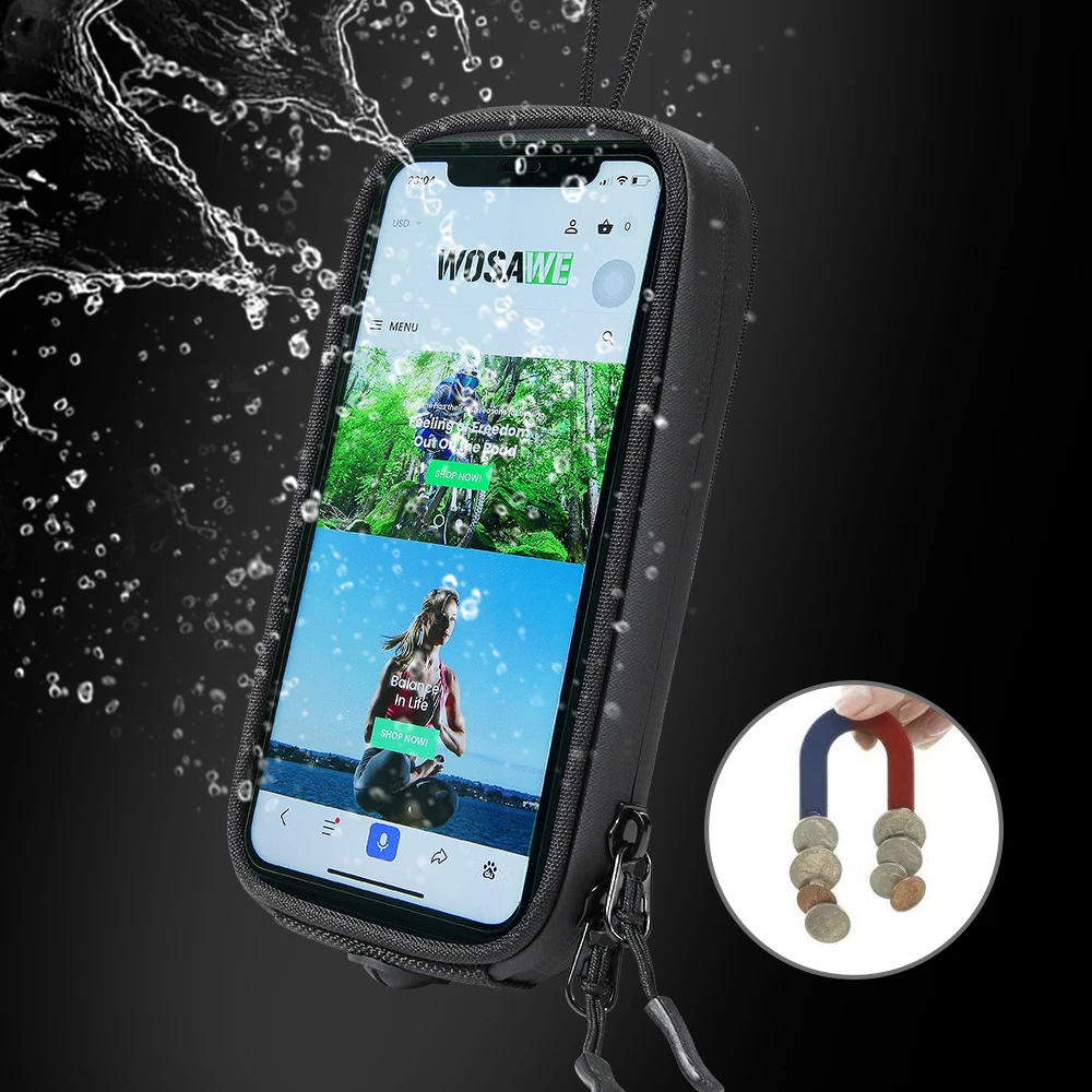 WOSAWE Black Motorcycle mobile phone navigation package  motorcycle fuel tank bag Magnetic Gas Tank Clear Bag For Cell Phone