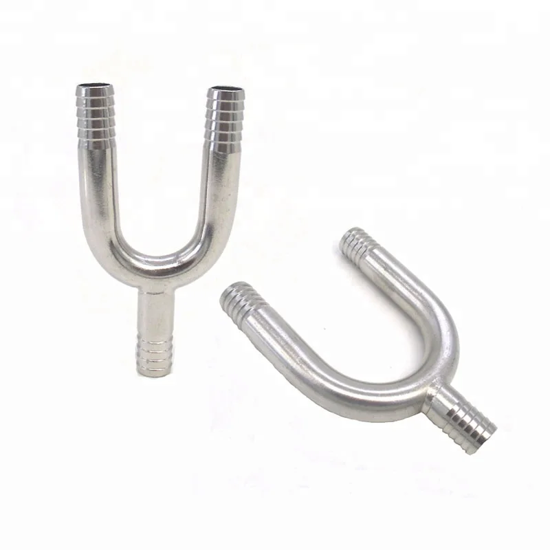 304 Combination Stainless Steel Beverage Fitting U Pipe Hose Splicer Equal Shape 1/4 Barb