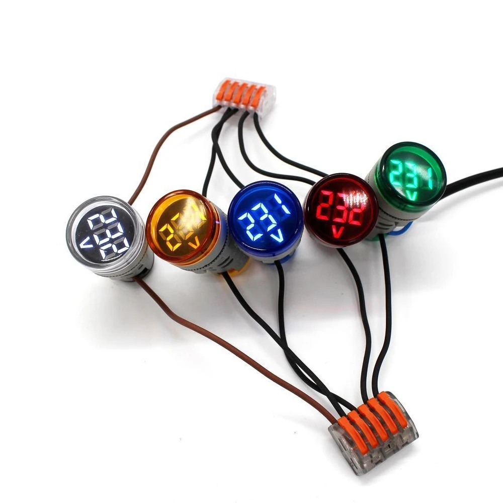 22mm AC Voltmeter Round Mini LED Digital Voltage Meter Tester Precision Voltmeter Voltage Indicator