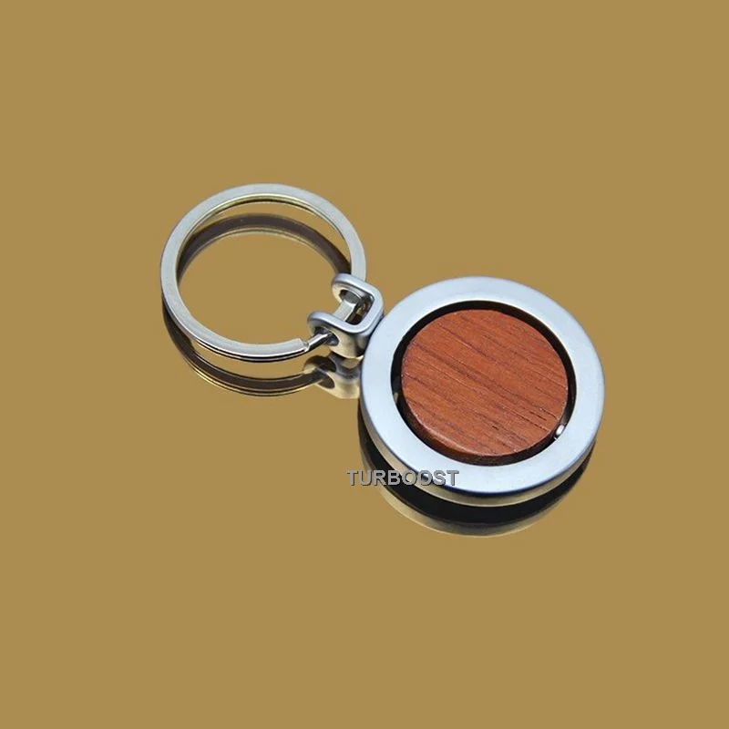 Metal Rotating Wooden Keychain
