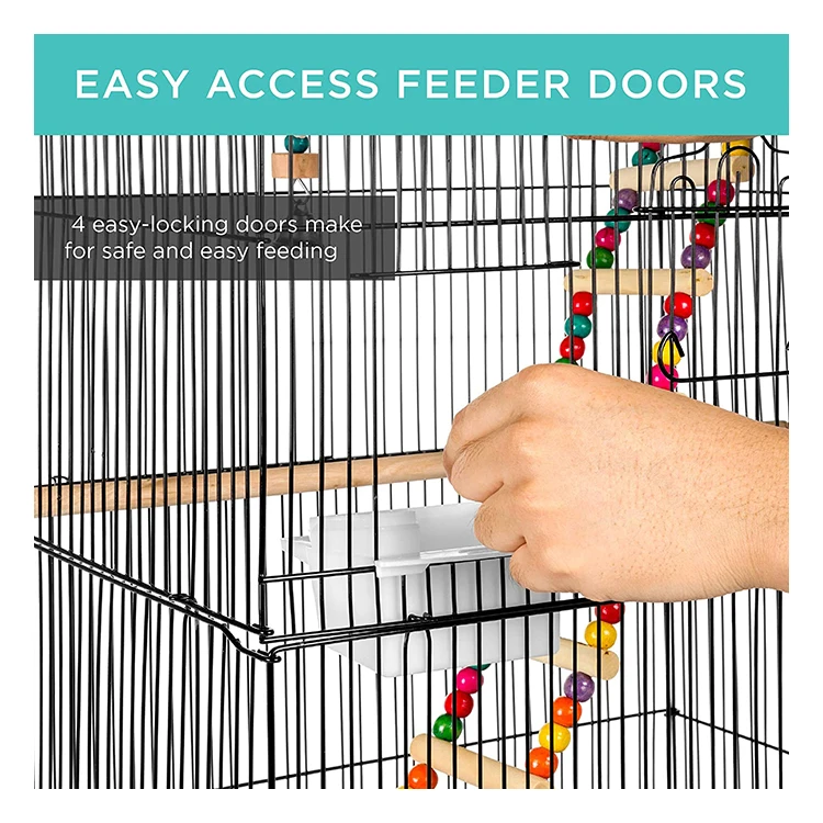 Indoor Outdoor Iron Bird Cage for Medium Parrot Lovebird Finch Parakeets Cockatiel With Removable Tray