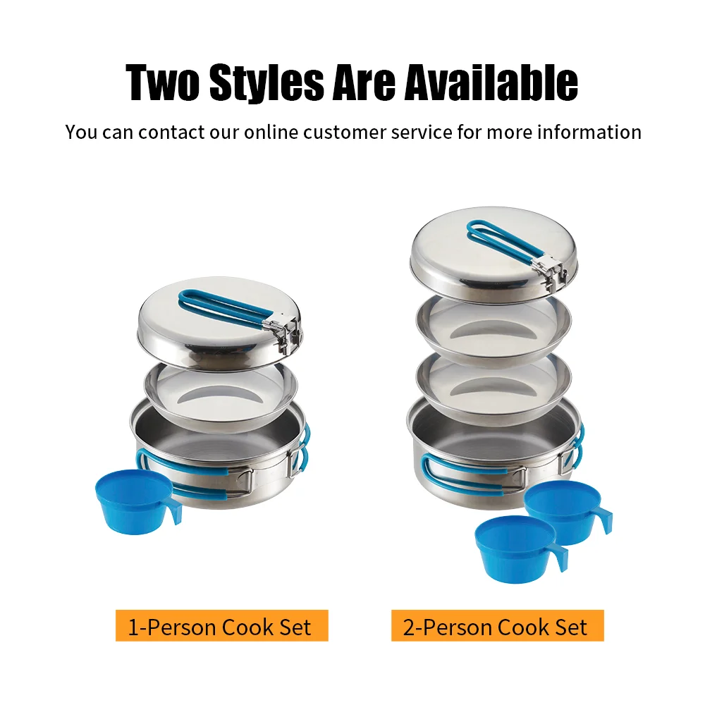 Lightweight Hiking Picnic Stainless Steel Camping Cookware Outdoor Camping Cooking Pot Set