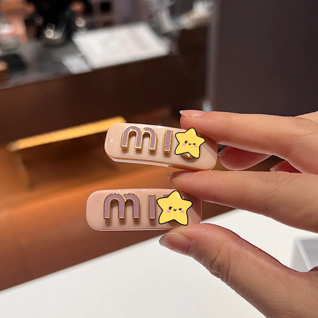 Fashion Jewelry M Designer Brand Rectangular Cellulose Acetate Hair Clip With Logo Letter Princess Barrette Girls Hairgrip