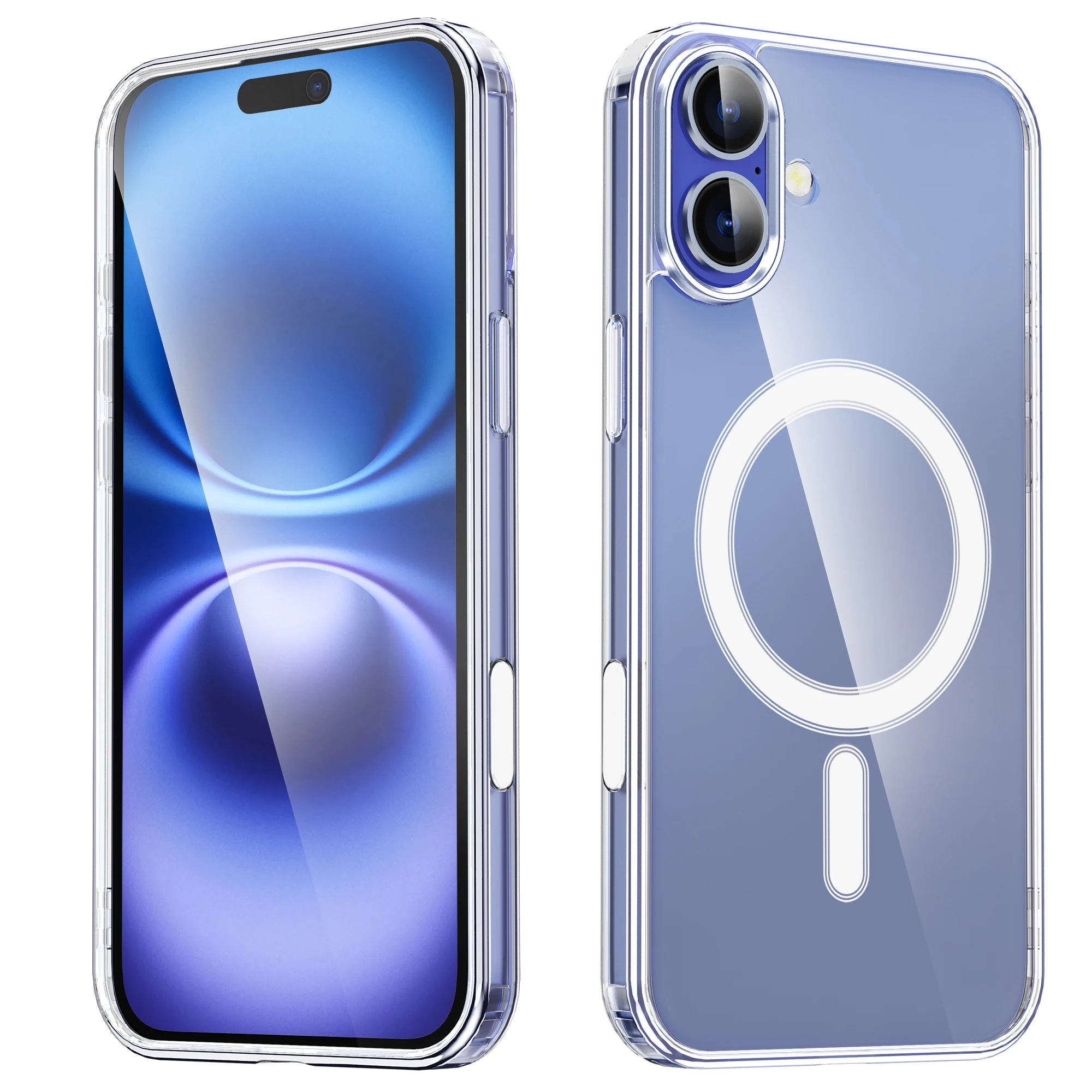 Luxury Clear Magnetic Phone Case for iPhone 16 Wireless Charging Camera Button Mobile Phone Case for iphone 16 pro