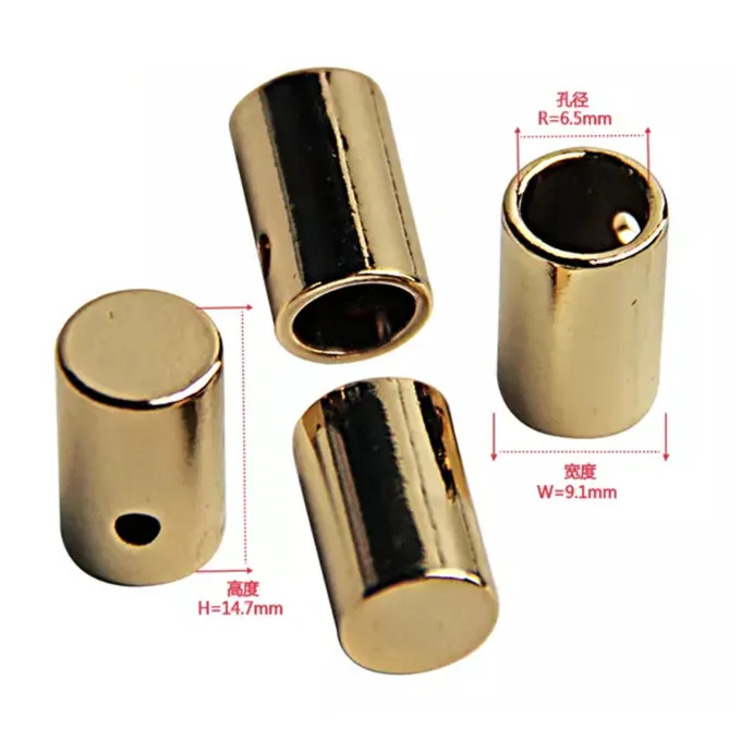 Fashion Flat Decorative Elastic Cord  Zinc Alloy Engraved Custom Bell Stopper  with Metal Ends