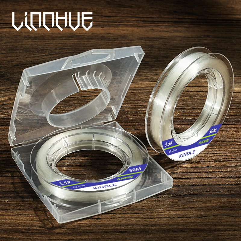 LINNHUE Kindle 50m 100m 100% Fluorocarbon Carbon Fiber Fishing Line Strong Fluorocarbon Line Carbon Fiber Fishing Wire