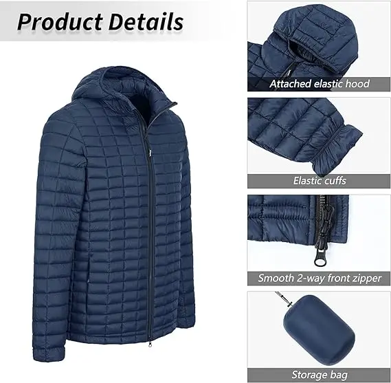 2024 OEM Folding hooded quilted down jacket lightweight warm fluffy warm winter coat