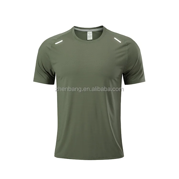 2021 wholesale men custom reflective logo sports running active gym polyester t shirts fitness clothing apparel wear