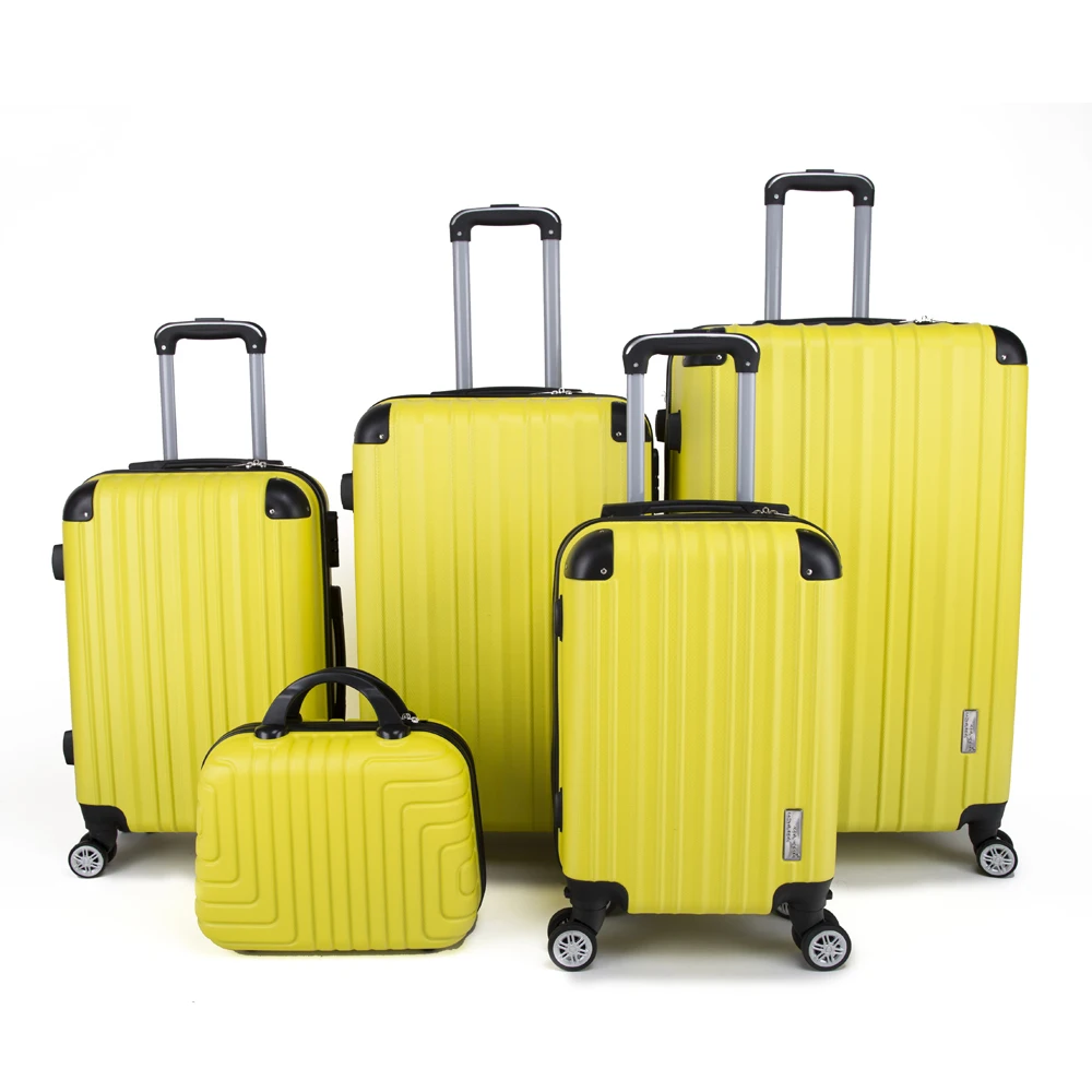 Wholesale 5 piece luggage set carry-on travel trolley luggage with Cosmetic Bag