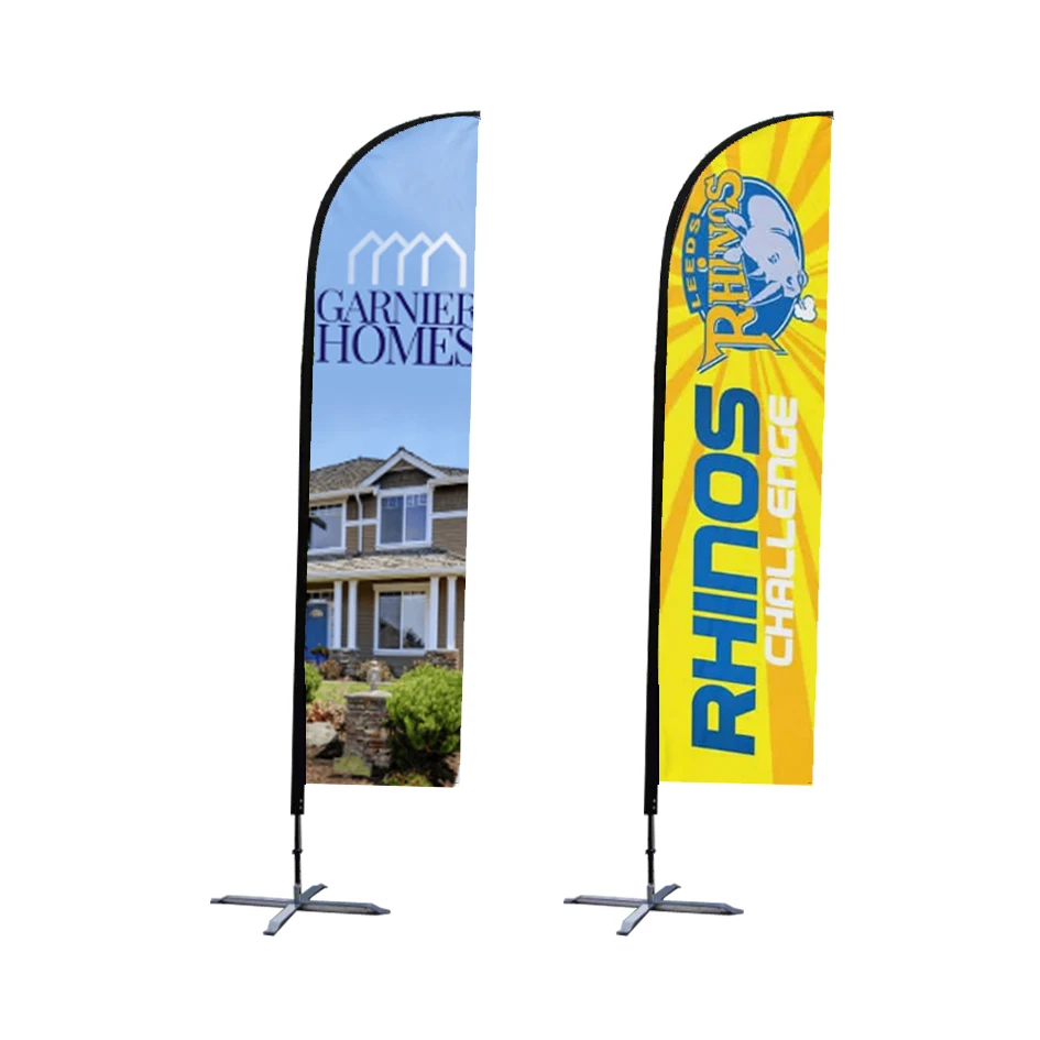 Outdoor Teardrop Shape Flying Wind Resistant Promotional Beach Flags And Banners swooper flag pole