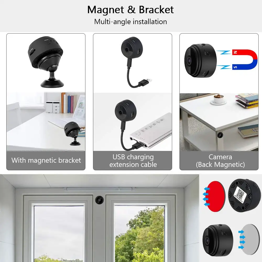 Full 1080P Audio Night Version Motion Sensor Support SD Card for iPhone Android Detection Nanny Surveillance Cam