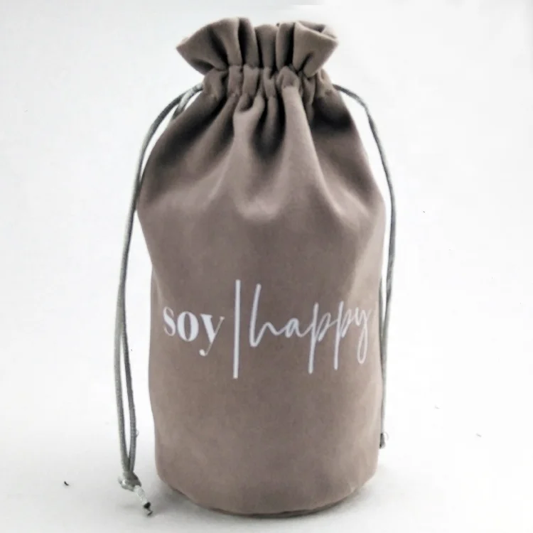 high quality bottle suede velvet packing  bag with round bottom