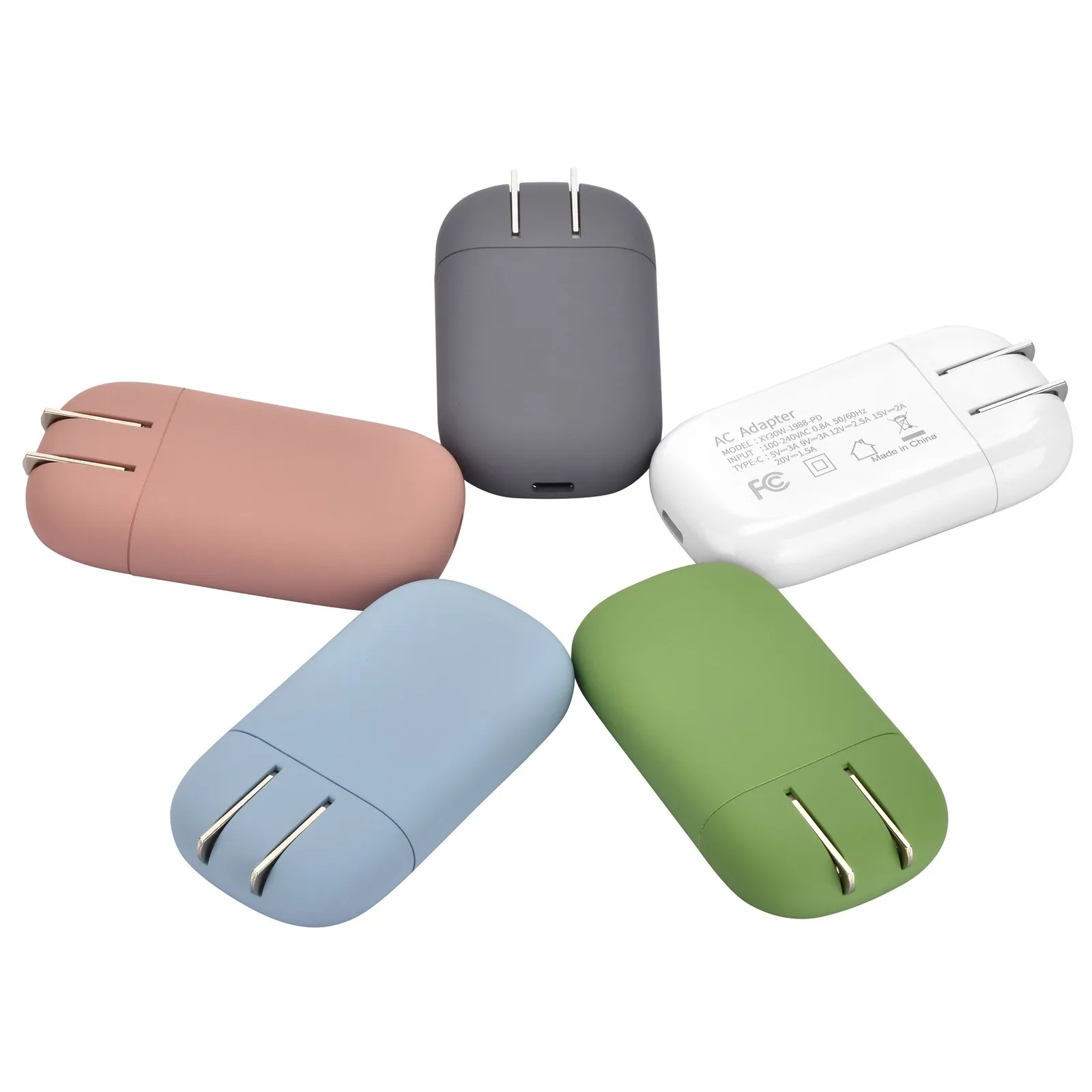 Ultrathin Phone Charger Plug Candy Color Quick Charge Flat Wall Charger 30W Pd Wall Charger