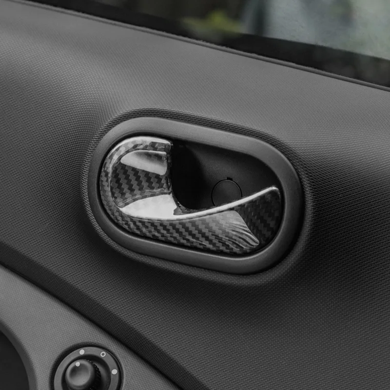 Carbon Fiber Auto Parts Interior Door Handle Cover For Smart 453 Fortwo Forfour Carbon Fiber Interior Accessories Sticky