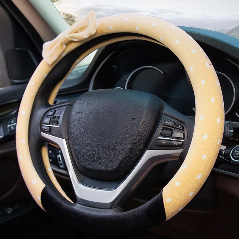 Теплый Противоскользящий автомобильный пушистый чехол на руль Автомобильные украшения для