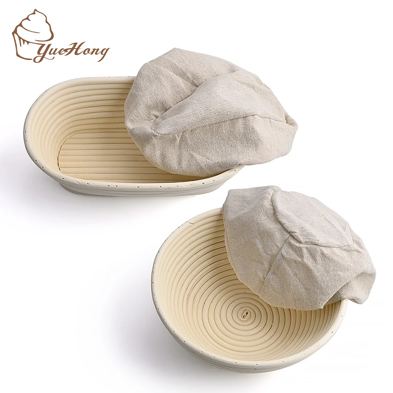 small Order Custom color Indonesian Rattan Round / Oval Bread Sourdough Proofing Basket Sets With Bread Lame Liner Dough Scrap